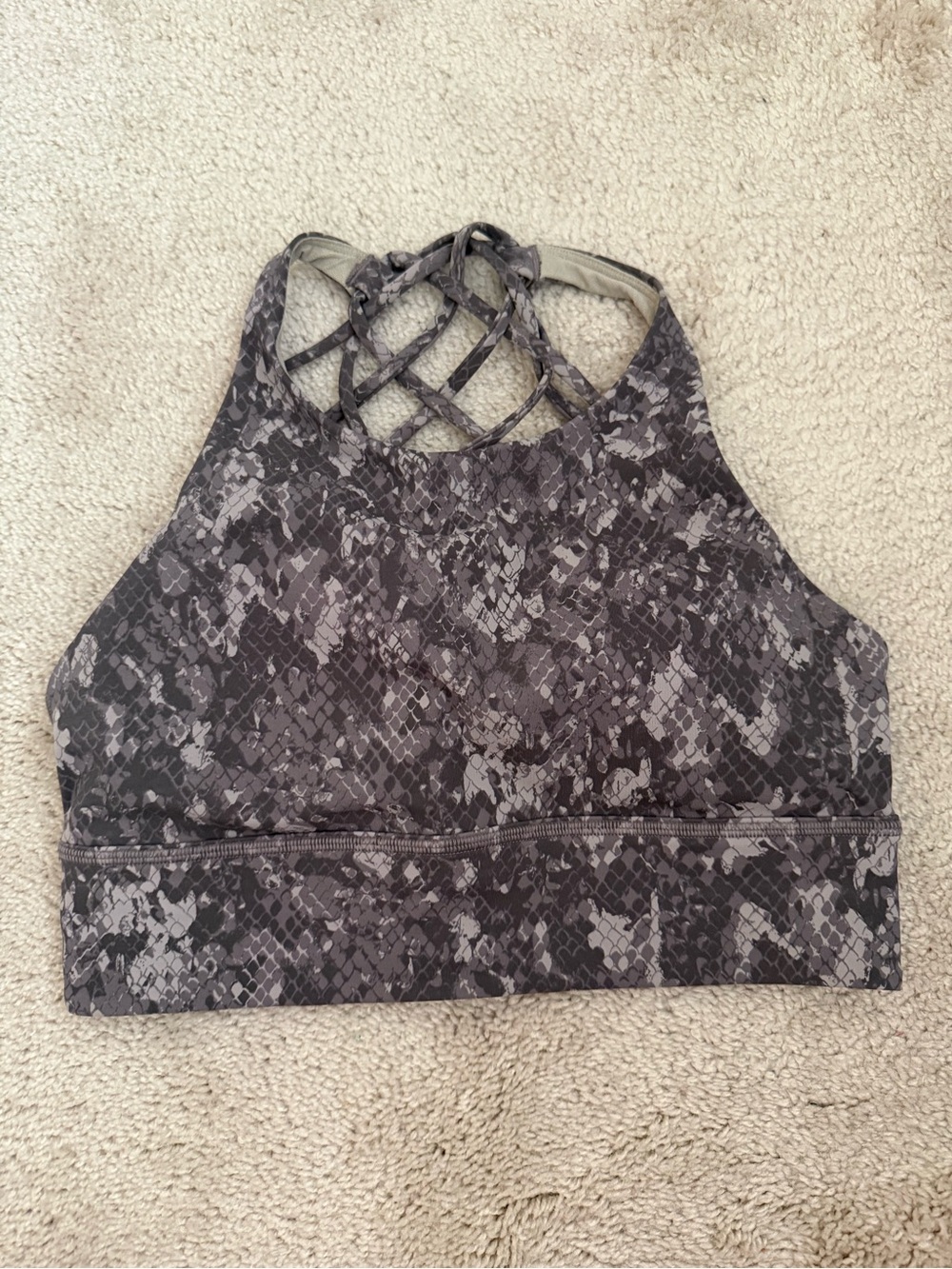 Lululemon Free to Be Wild High-Neck Longline Snake-Print Sports Bra